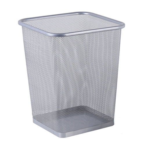 Cesto de Lixo Aramado Quadrado Prata 26x27cm Mai Home