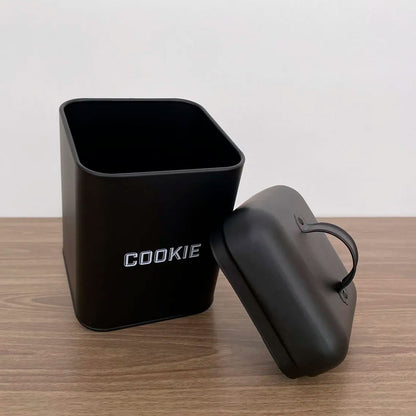 Lata de Cookies Retrô Preta 12x19cm Aço Carbono Mai Home
