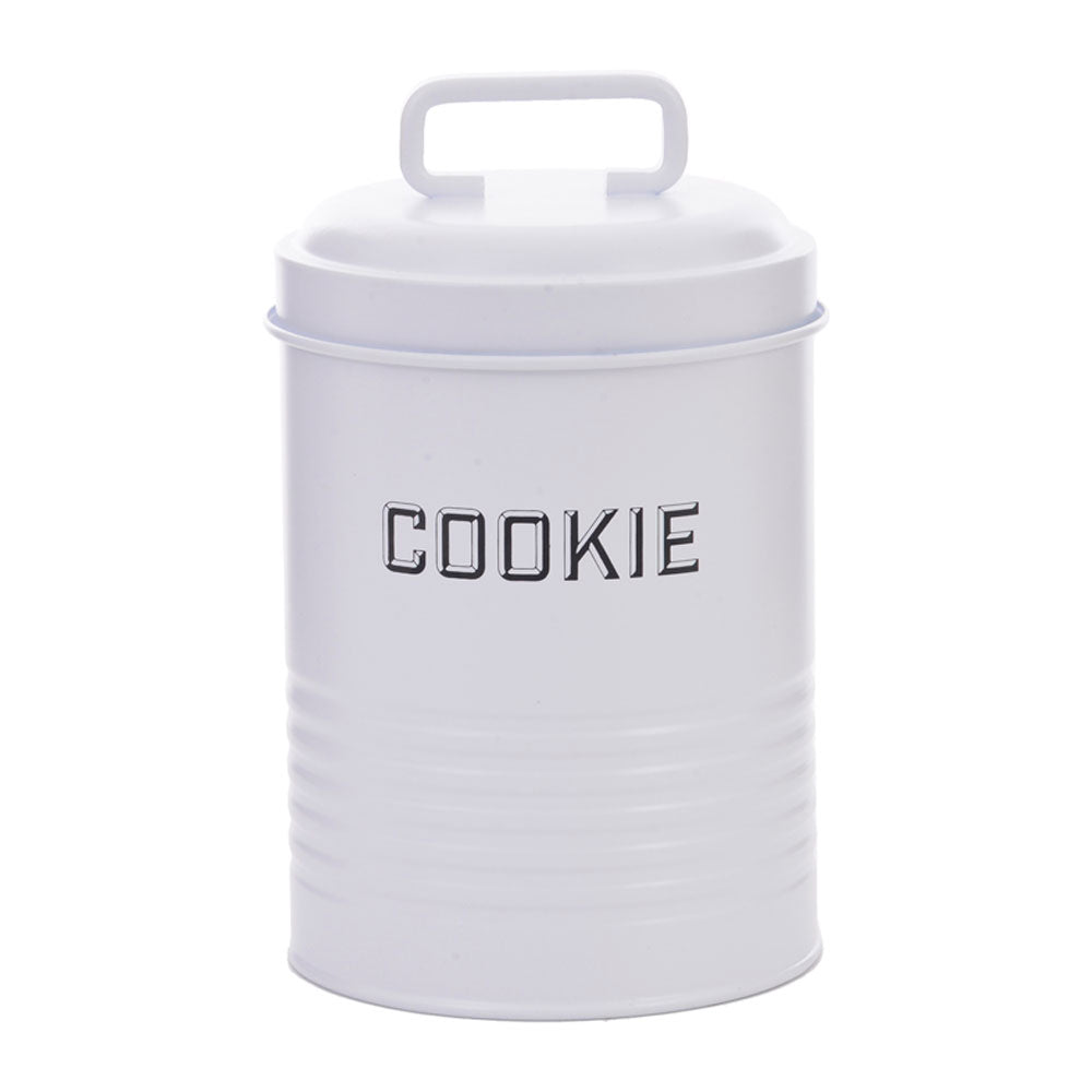Lata de Cookies Retrô Branca 12x19cm Aço Carbono Mai Home