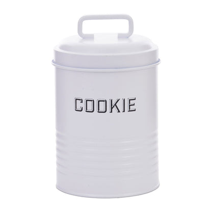 Lata de Cookies Retrô Branca 12x19cm Aço Carbono Mai Home