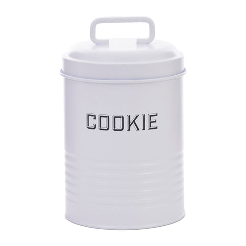 Lata de Cookies Retrô Branca 12x19cm Aço Carbono Mai Home