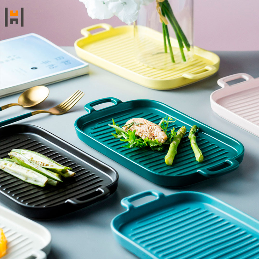 Travessa Cerâmica Retangular Verde 26x18cm Mai Home