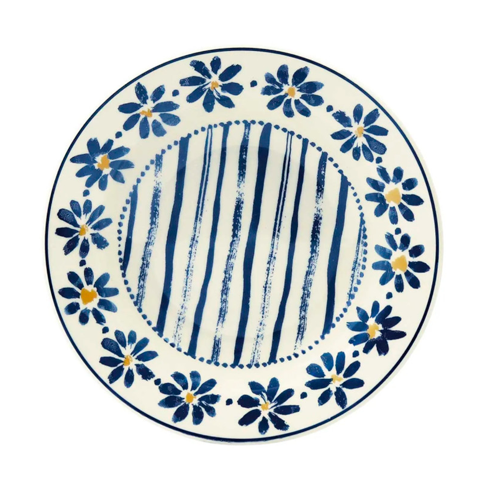 Aparelho de Jantar Chá 20 Peças Donna Margaridas Cerâmica Decorada