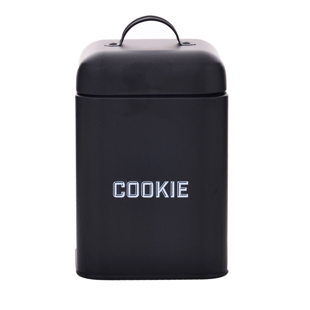 Lata de Cookies Retrô Preta 12x19cm Aço Carbono Mai Home