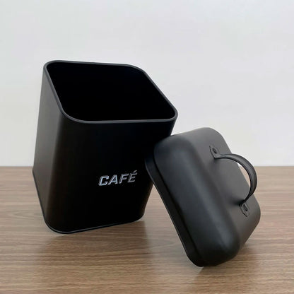 Lata de Café Retrô Preta em Aço Carbono 12x19cm Mai Home