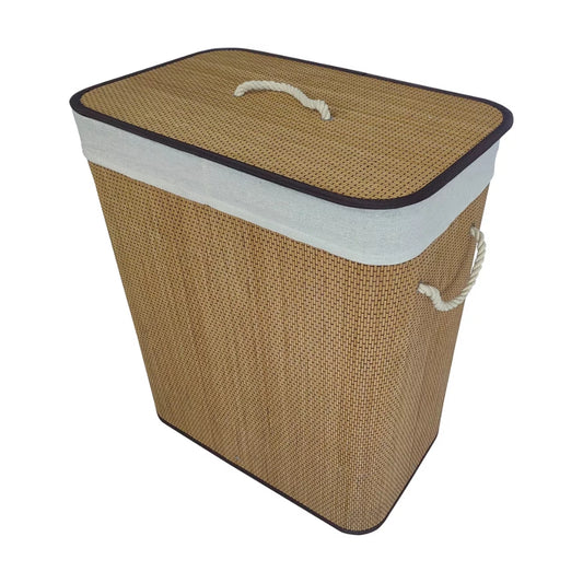 Cesto de Roupa com Tampa e Alça de Bambu Tuut Nature 40L