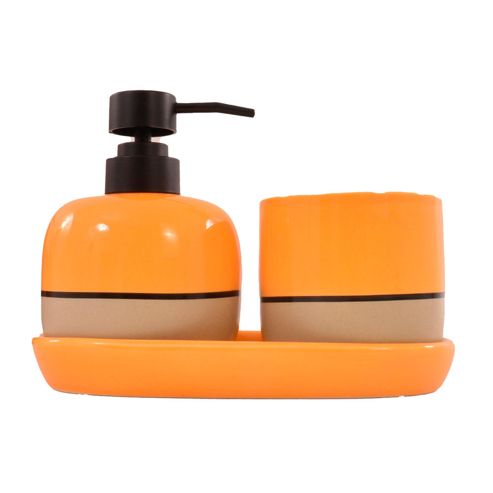 Jogo para Banheiro Cerâmica Amarela 3 Peças Mai Home