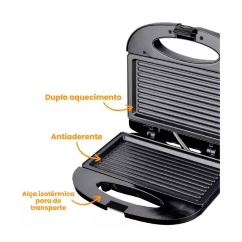 Sanduicheira Grill Elétrica Cuisine SM-SP01 127V - Inox e Antiaderrapante