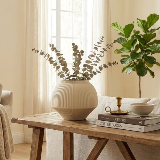 Cachepô Redondo Cerâmica Home&Co 12x15cm Bege para Plantas