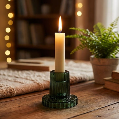 Castiçal de Vidro Verde Home&Co 6x6cm para Velas Decorativas