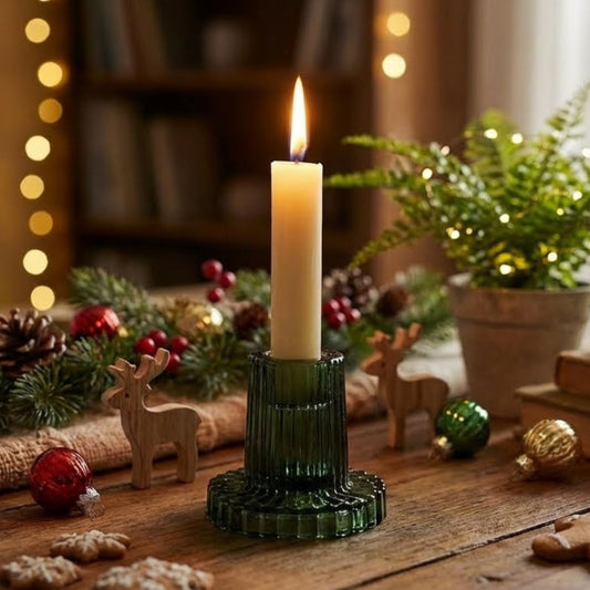 Castiçal de Vidro Verde Home&Co 6x6cm para Velas Decorativas