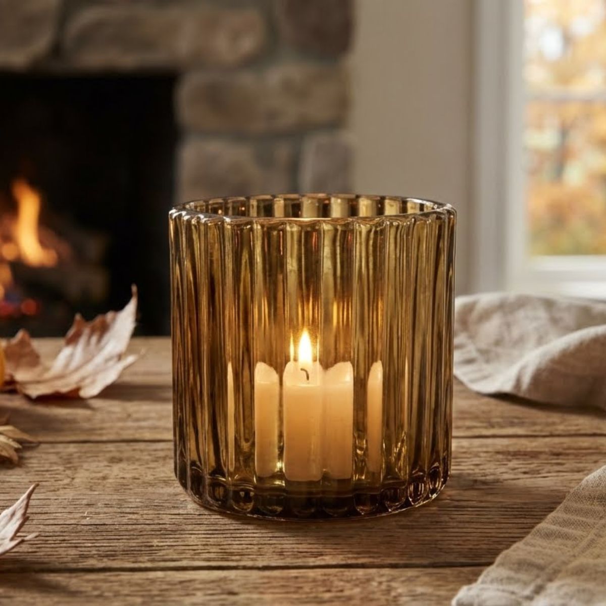 Castiçal de Vidro Marrom Home&Co 7x7cm para Velas