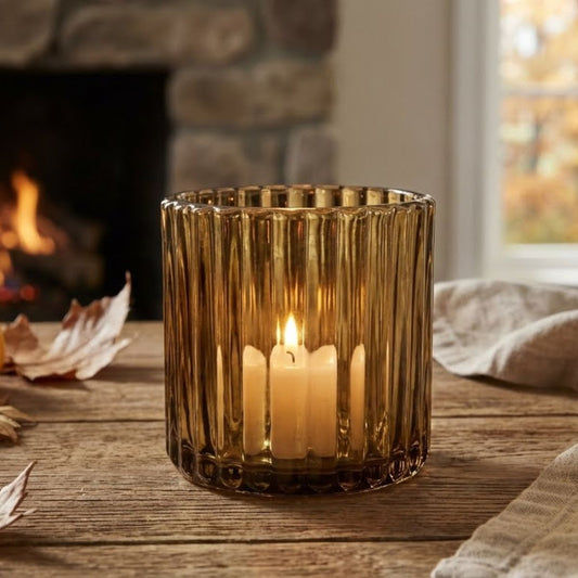 Castiçal de Vidro Marrom Home&Co 7x7cm para Velas