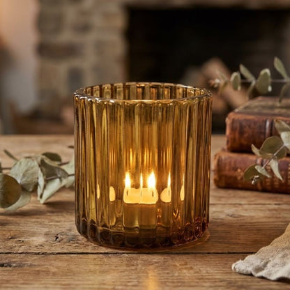 Castiçal de Vidro Marrom Home&Co 7x7cm para Velas