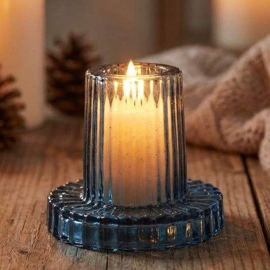 Castiçal de Vidro Azul Home&Co 6x6cm Elegante para Decoração