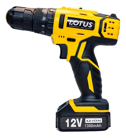 Furadeira Parafusadeira Lotus 12V com Impacto – Kit 14 Peças