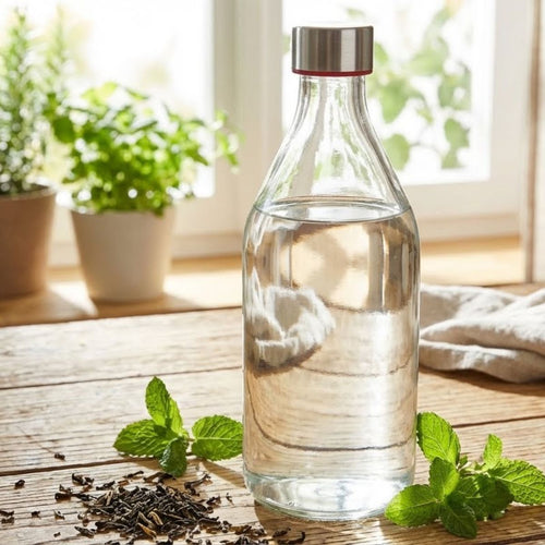 Garrafa de Vidro Home&Co 1L Transparente 25x9x9cm à Prova de Vazamentos