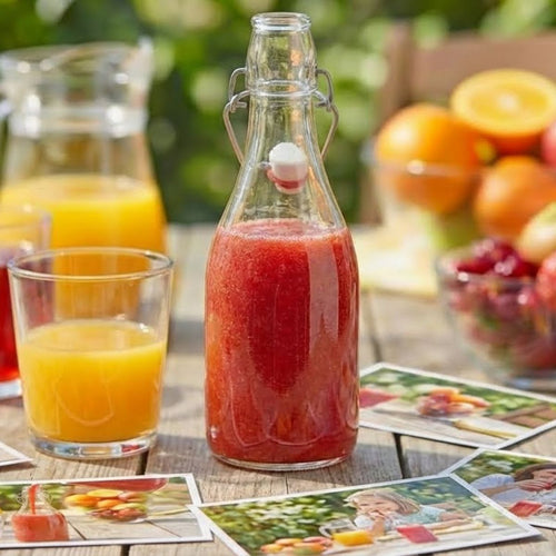 Garrafa de Vidro 350ml Home&Co com Trava na Tampa Transparente