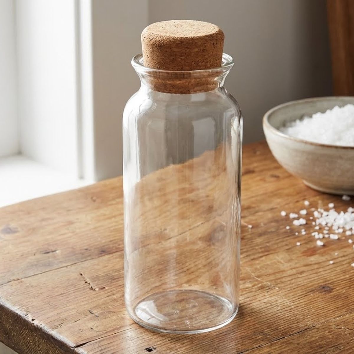 Pote de Vidro Borossilicato 850ml com Tampa de Cortiça Transparente