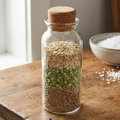 Pote de Vidro Borossilicato 850ml com Tampa de Cortiça Transparente