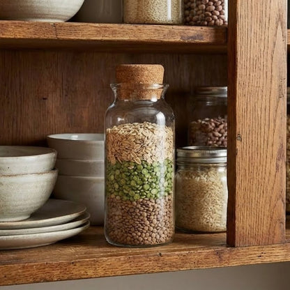 Pote de Vidro Borossilicato 850ml com Tampa de Cortiça Transparente
