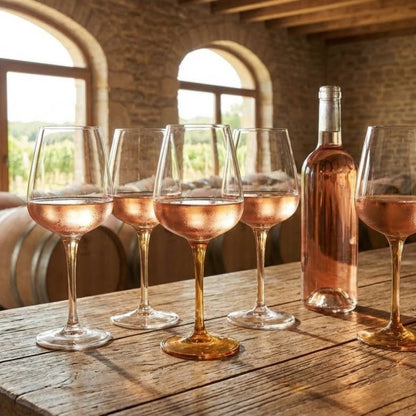 Conjunto 6 Taças Vinho Tinto Home&Co Vidro Transparente 380ml Filete Âmbar