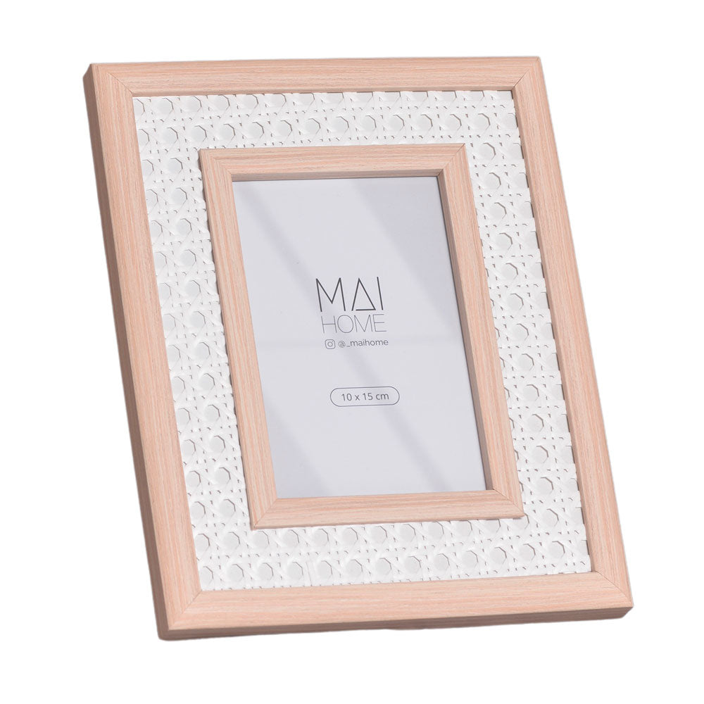 Porta-Retrato MDF Palha 10x15cm Yuri Mai Home Decorativo