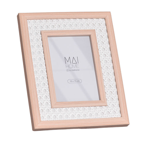 Porta-Retrato MDF Palha 10x15cm Yuri Mai Home Decorativo