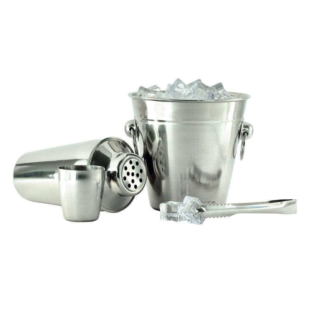 Kit Barman Coqueteleira 500ml Aço Inox Wincy - Balde e Pegador de Gelo