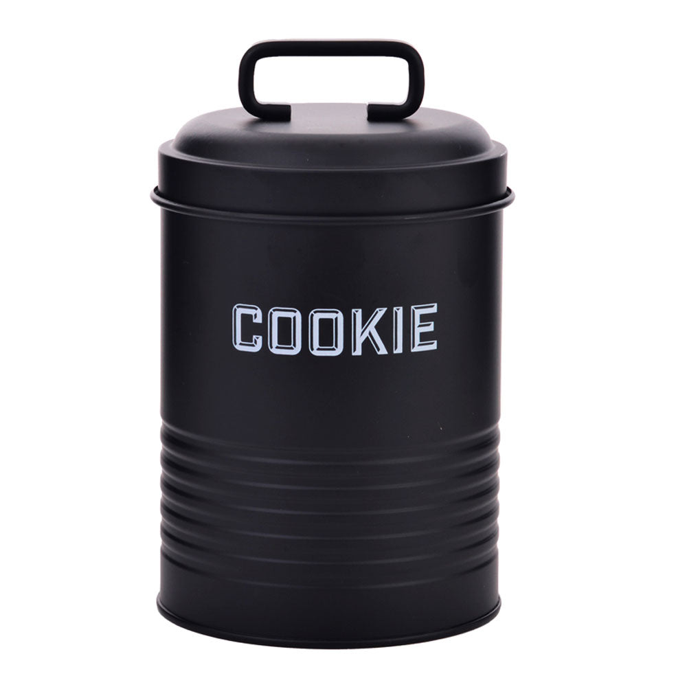 Lata de Cookies Retrô Preta 12x19cm Aço Carbono Mai Home