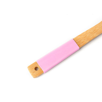 Colher de Bambu Vazada 30cm Rosa Silicone Mai Home