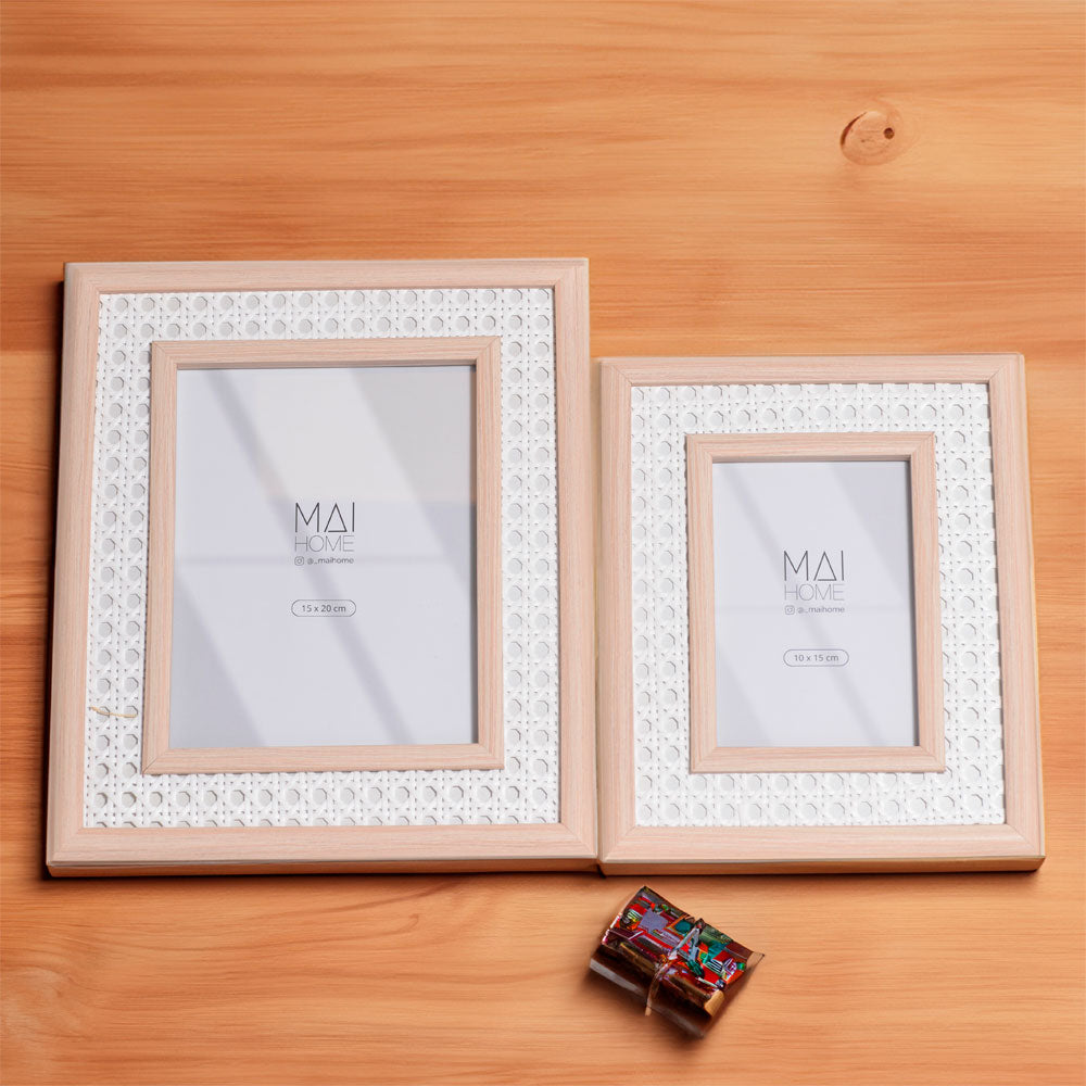 Porta-Retrato MDF Palha 10x15cm Yuri Mai Home Decorativo