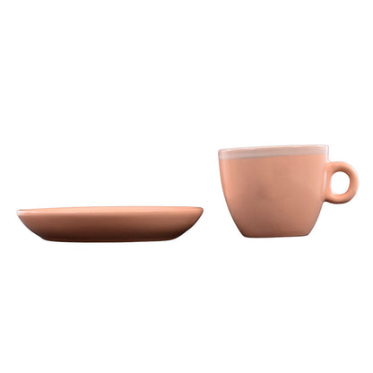 Conjunto de Xícaras e Pires Classic 8 Peças Cerâmica 100ml Mai Home