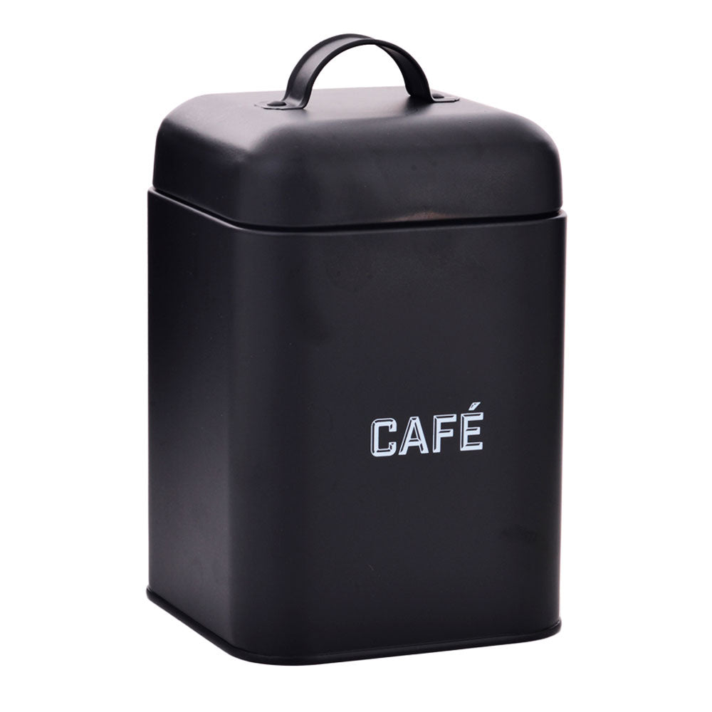 Lata de Café Retrô Preta em Aço Carbono 12x19cm Mai Home