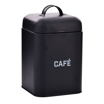 Lata de Café Retrô Preta em Aço Carbono 12x19cm Mai Home