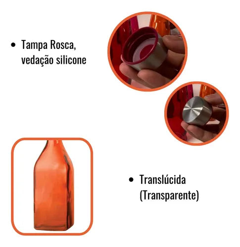 Garrafa de Vidro Scotch 1L Colorida para Água e Sucos - Mega Casa Outlet