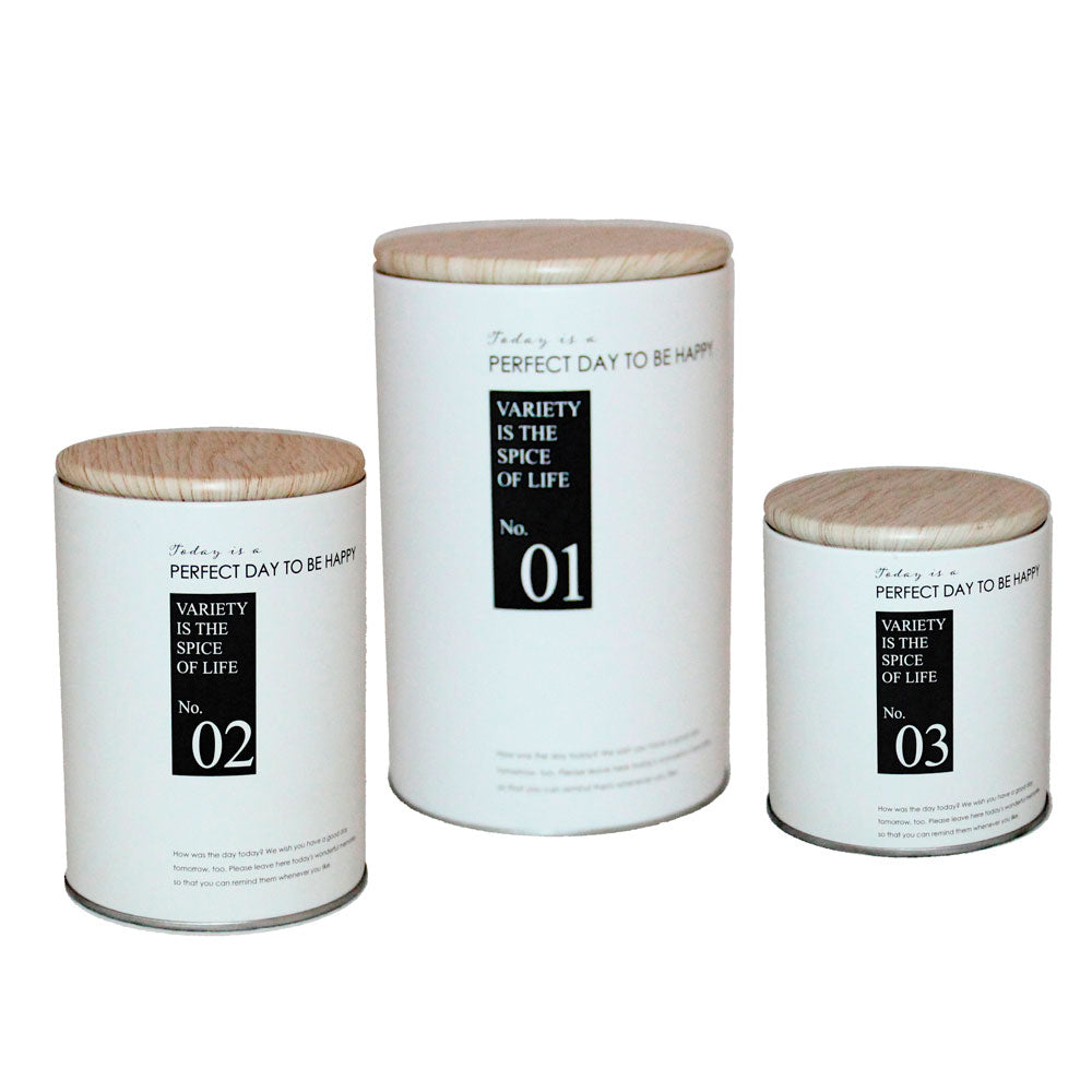 Kit 3 Latas Decorativas de Metal Brancas 450ml 700ml 1000ml Mai Home