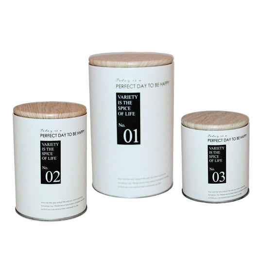 Kit 3 Latas Decorativas de Metal Brancas 450ml 700ml 1000ml Mai Home