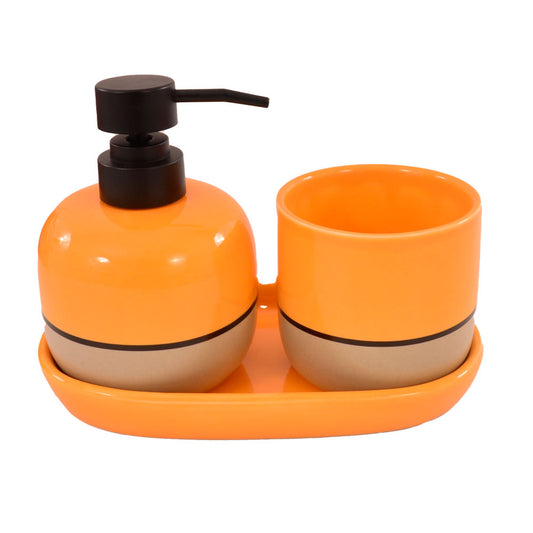 Jogo para Banheiro Cerâmica Amarela 3 Peças Mai Home