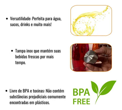 Garrafa de Vidro Scotch 1L Colorida para Água e Sucos - Mega Casa Outlet