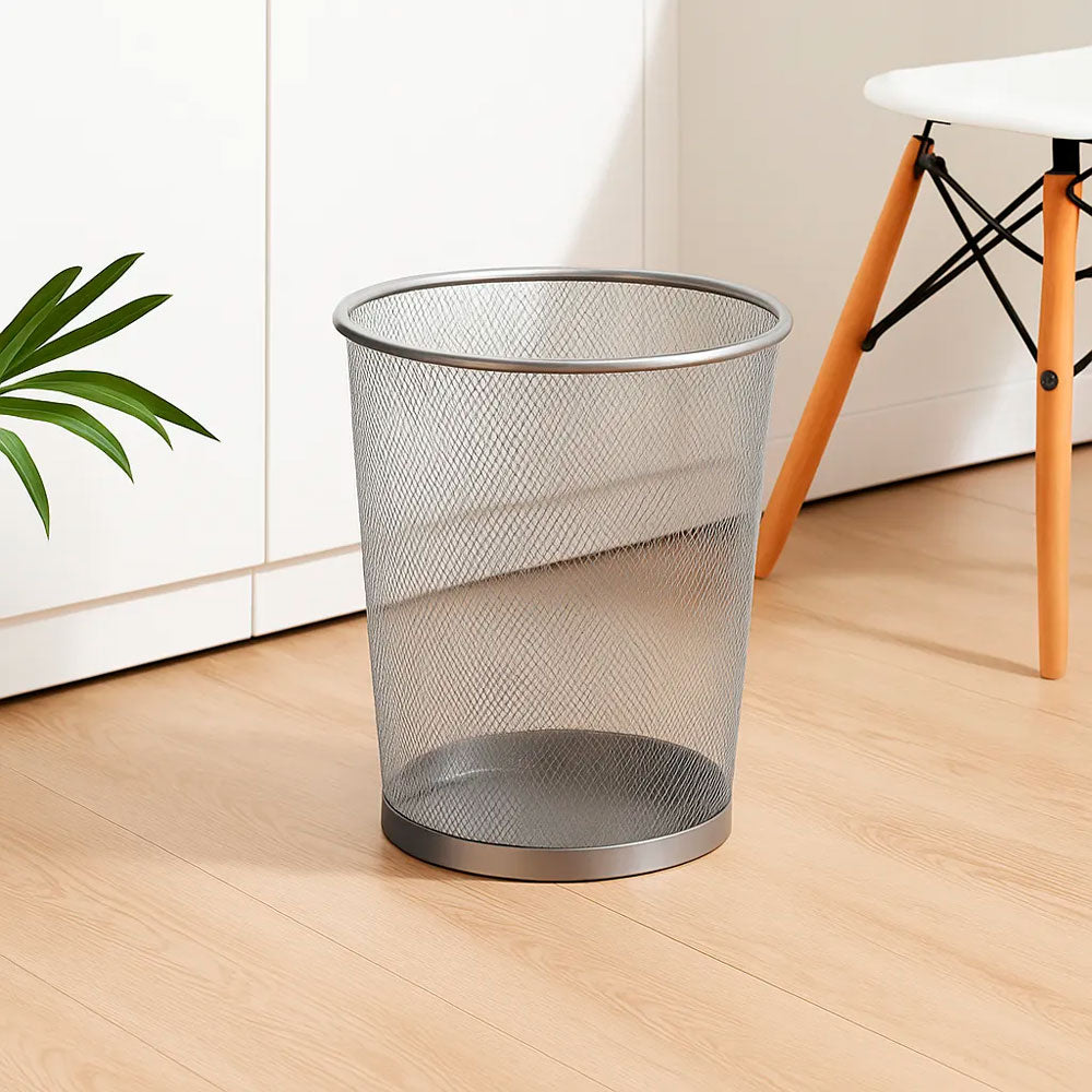 Cesto de Lixo Aramado Redondo 15L Prata Mai Home
