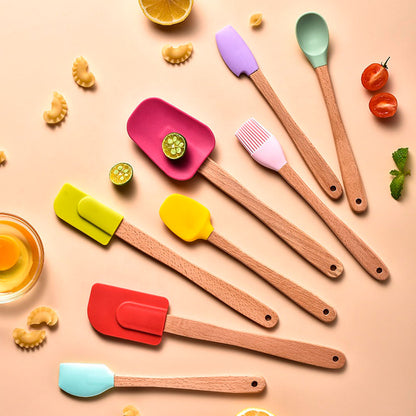 Espátula de Silicone para Cozinha 29cm Rosa Mai Home Madeira Nature