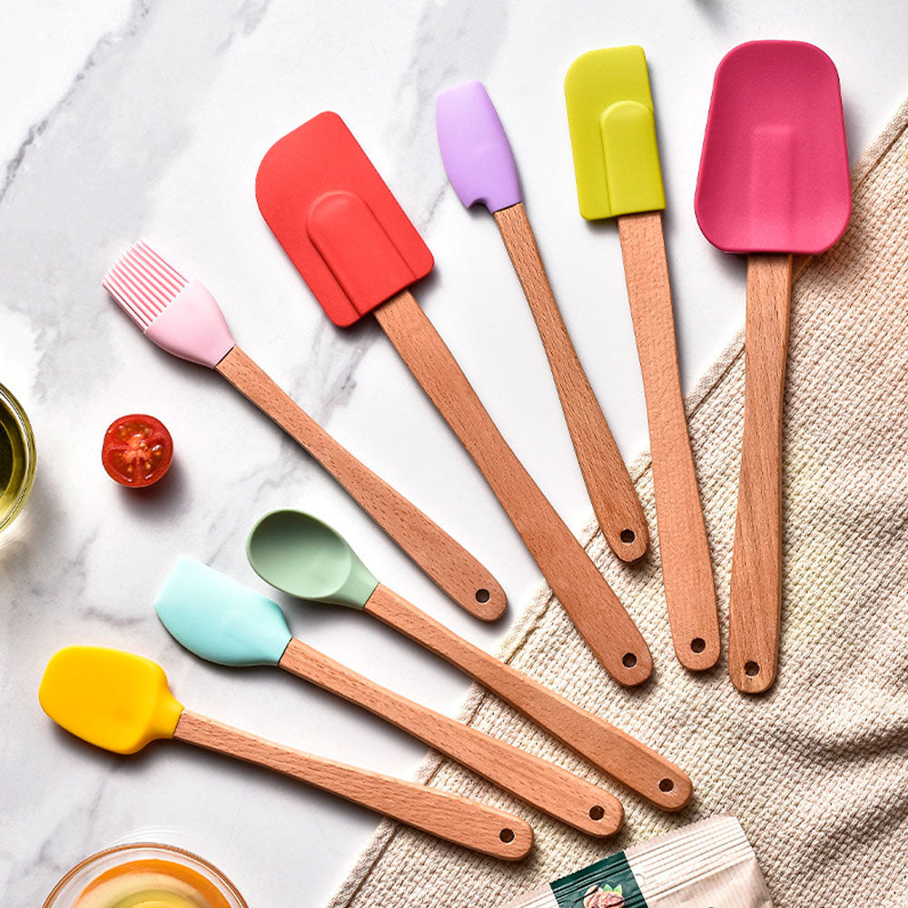 Espátula de Silicone para Cozinha 29cm Rosa Mai Home Madeira Nature