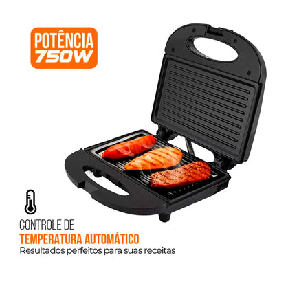 Sanduicheira Grill Elétrica 2 em 1 Kian 127V 750W Preta