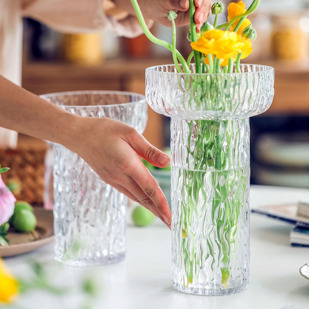 Vaso Decorativo de Vidro Tulipa Cinza 14,5x25cm Mai Home