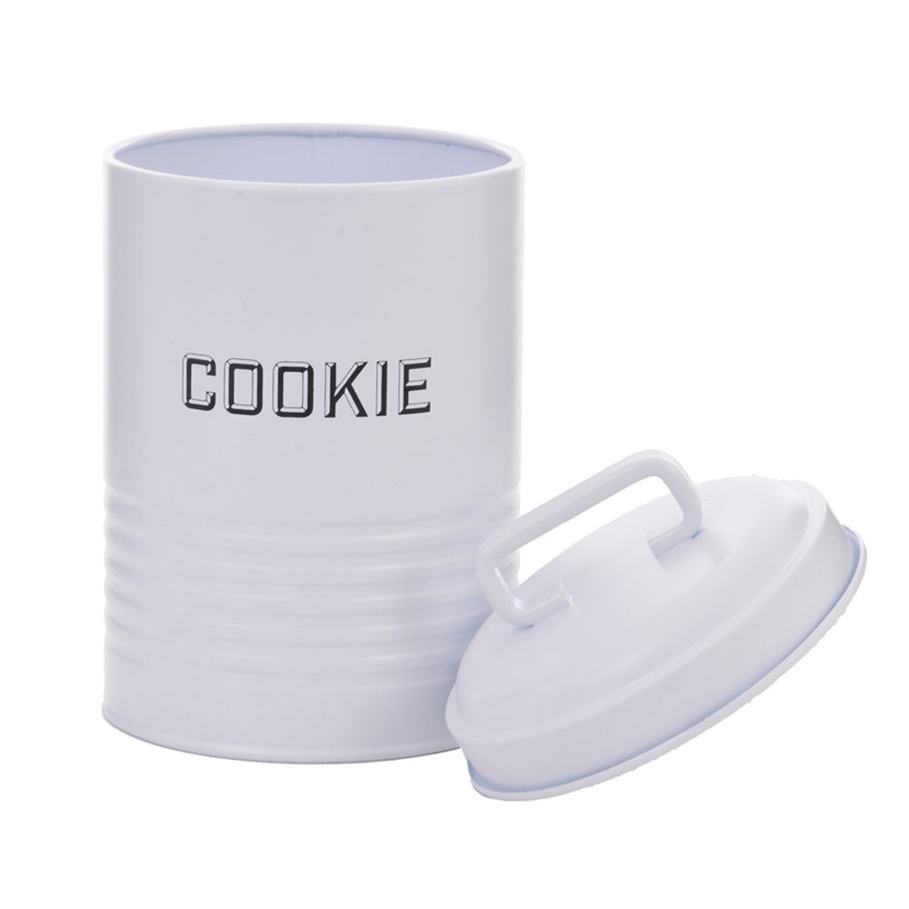 Lata de Cookies Retrô Branca 12x19cm Aço Carbono Mai Home