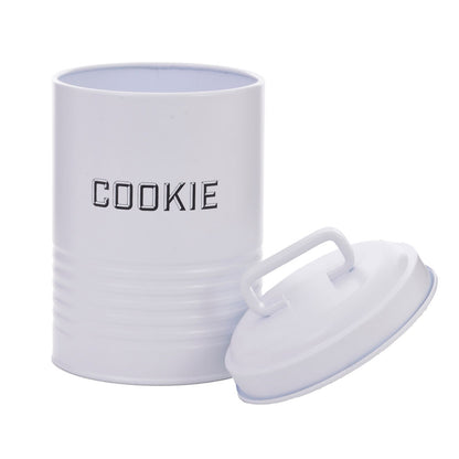Lata de Cookies Retrô Branca 12x19cm Aço Carbono Mai Home