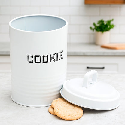 Lata de Cookies Retrô Branca 12x19cm Aço Carbono Mai Home