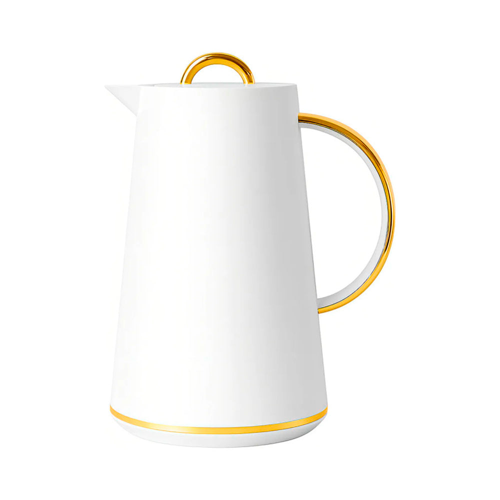 Garrafa Térmica 1L Samira Branca e Dourada - Conserva Bebidas Quentes e Frias