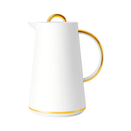 Garrafa Térmica 1L Samira Branca e Dourada - Conserva Bebidas Quentes e Frias